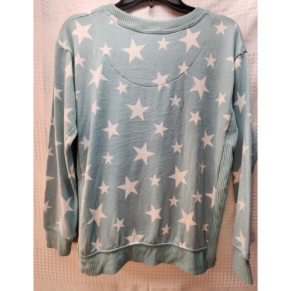 Cuddl Duds Sweater Womens XS Green Stars Print Pullover Kangaroo Pouch Pockets - Picture 6 of 7